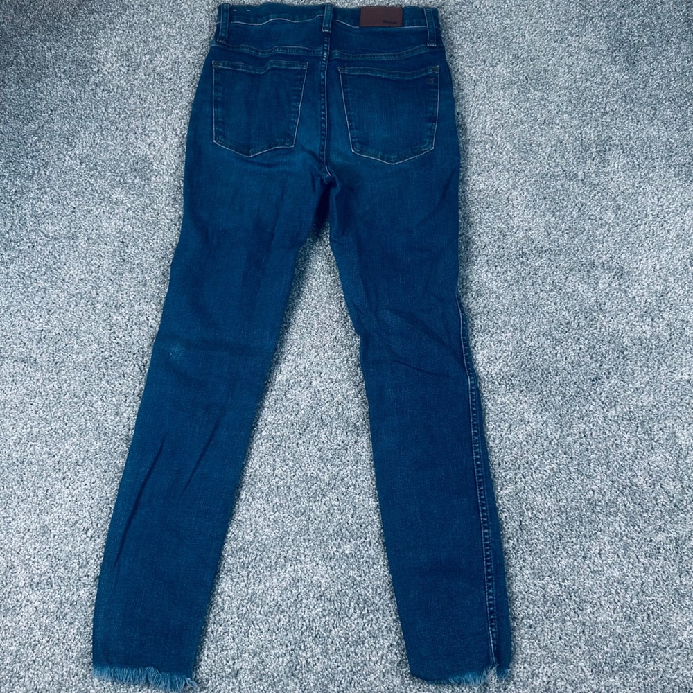 Madewell 10" High-Rise Skinny Jeans Women 26 Dark Wash Frayed Denim Slim Fit - Picture 3 of 9